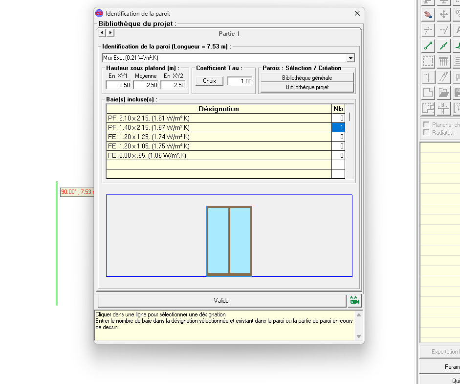 Saisie accompagnée parois et ponts thermiques - Déperditions graphique