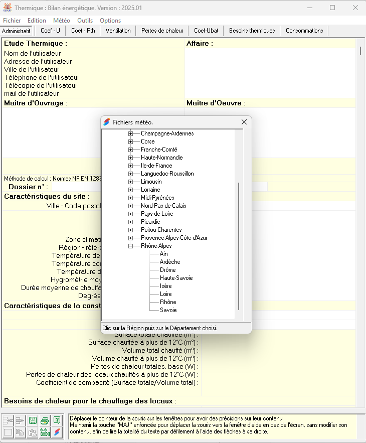 Données météo officielles intégrées logiciel Déperditions tableur - 36681 communes France et Belgique